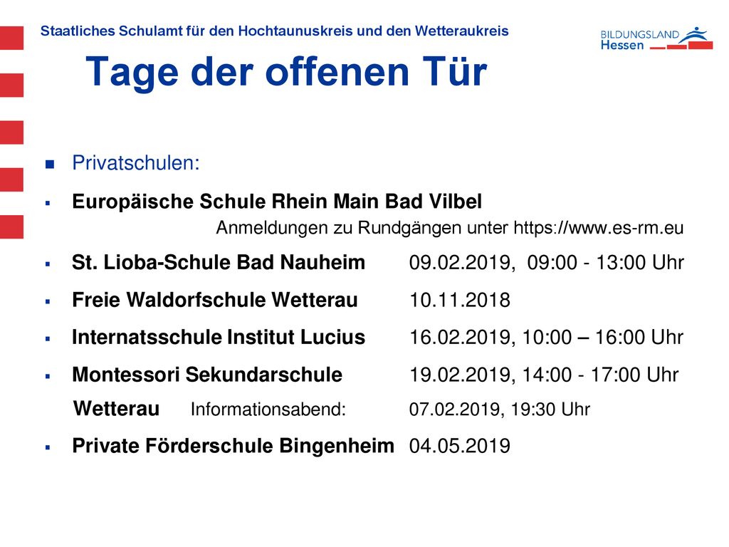 Tage der offenen Tür Privatschulen: