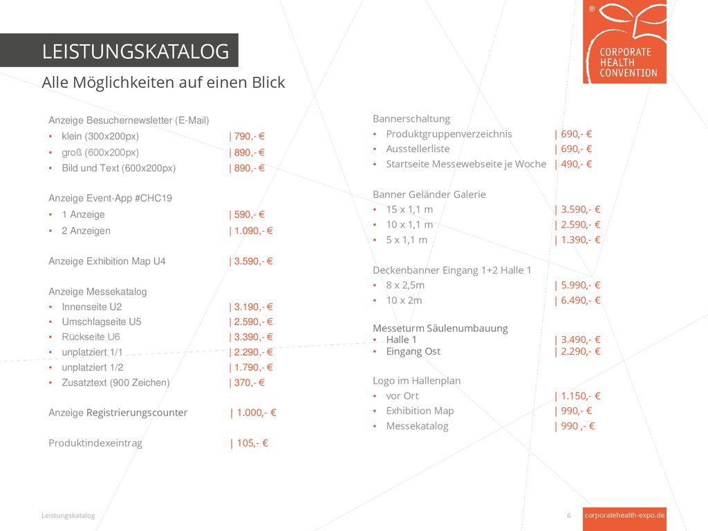 LEISTUNGSKATALOG Alle Möglichkeiten auf einen Blick Bannerschaltung