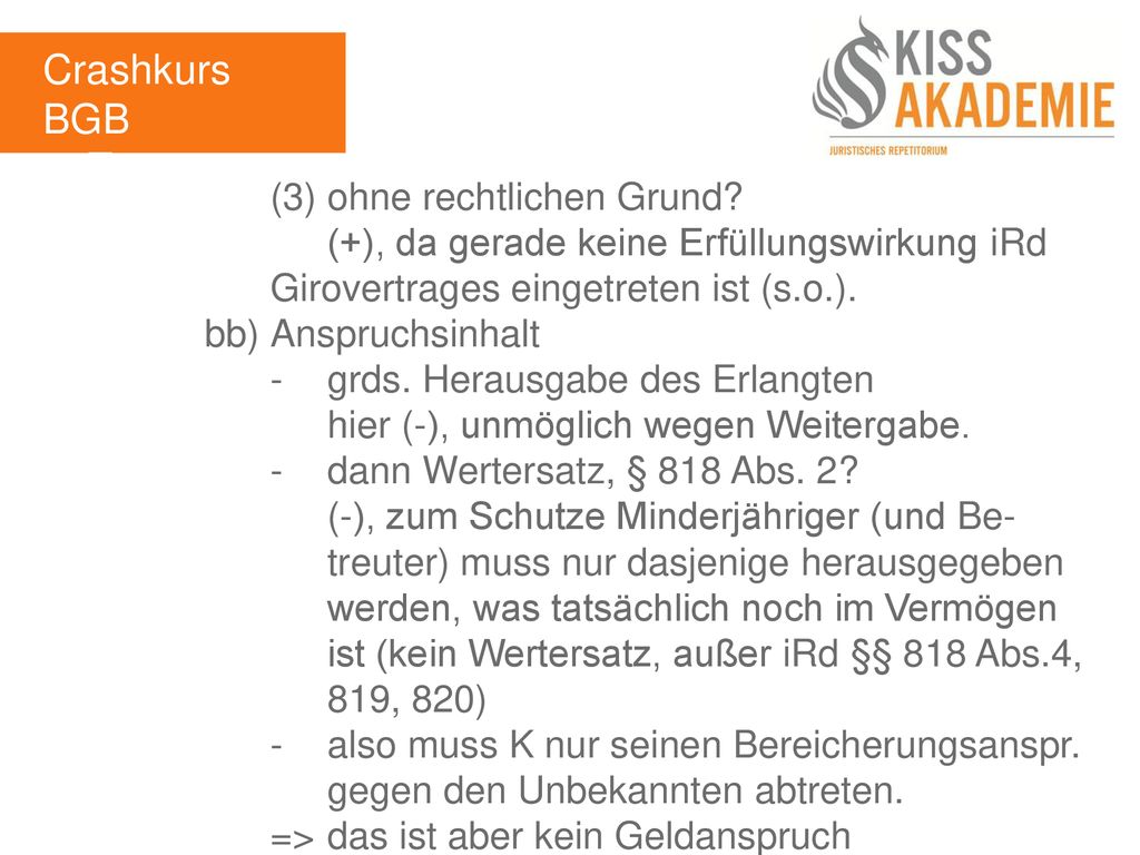 Crashkurs BGB 1. Tag (3) ohne rechtlichen Grund