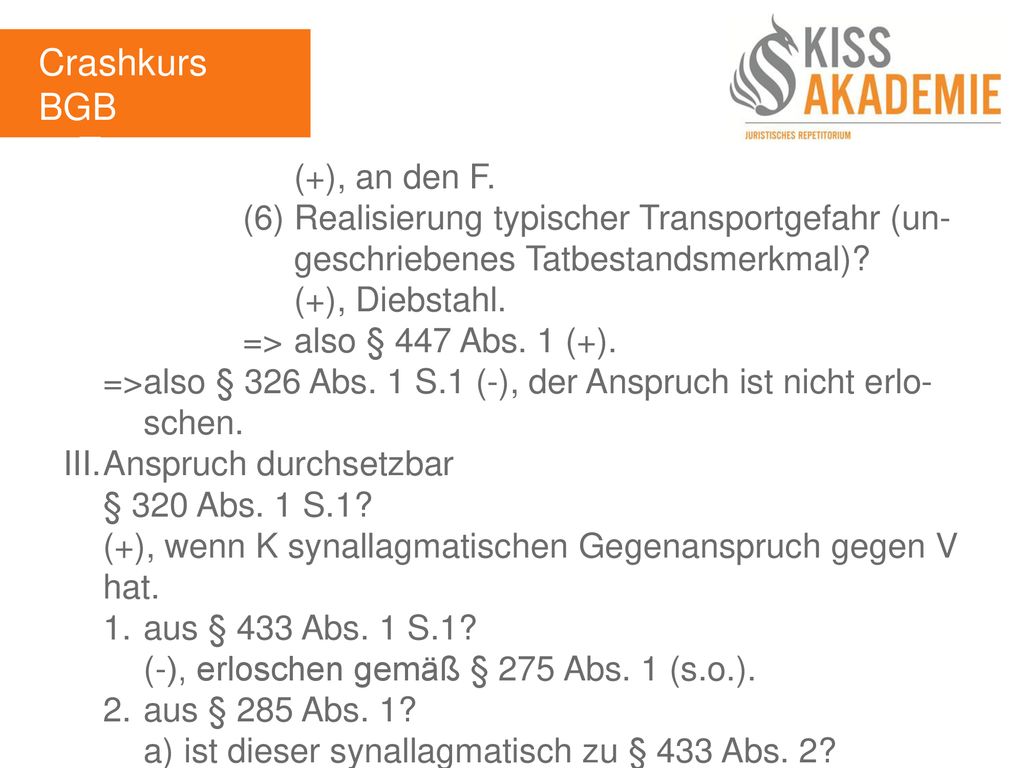 Crashkurs BGB 1. Tag (+), an den F.