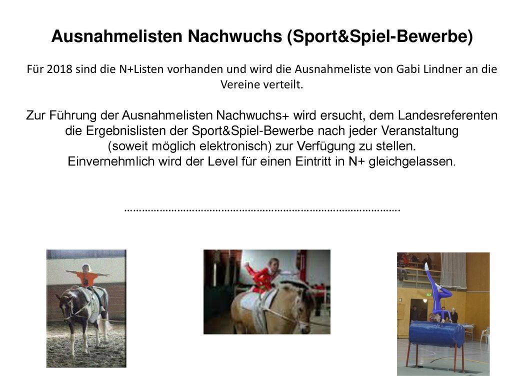 Ausnahmelisten Nachwuchs (Sport&Spiel-Bewerbe)