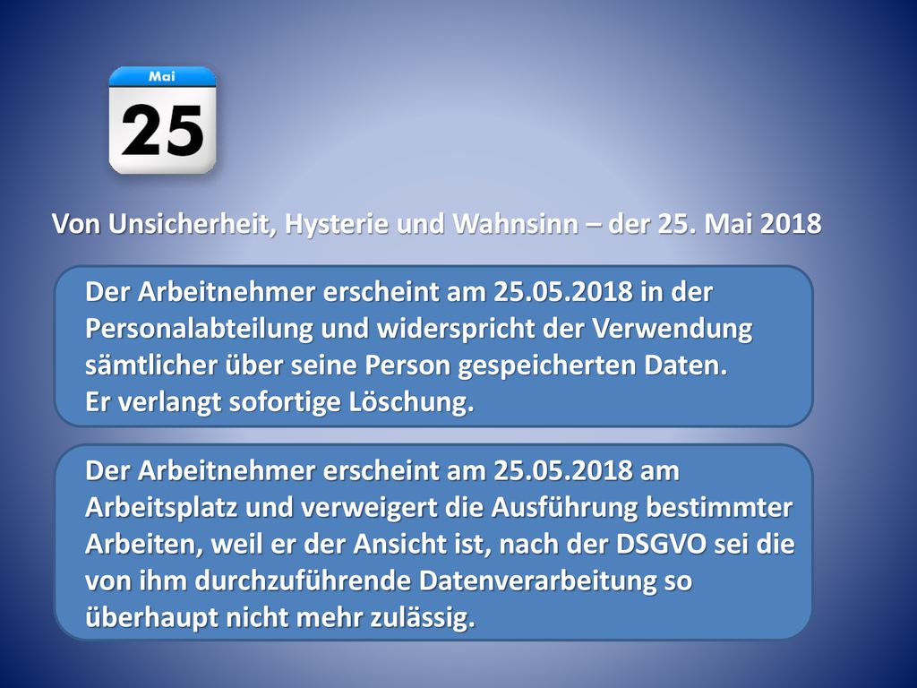Von Unsicherheit, Hysterie und Wahnsinn – der 25. Mai 2018