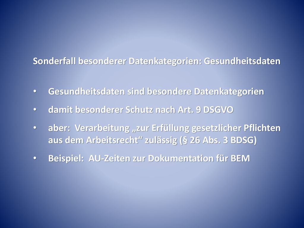 Sonderfall besonderer Datenkategorien: Gesundheitsdaten