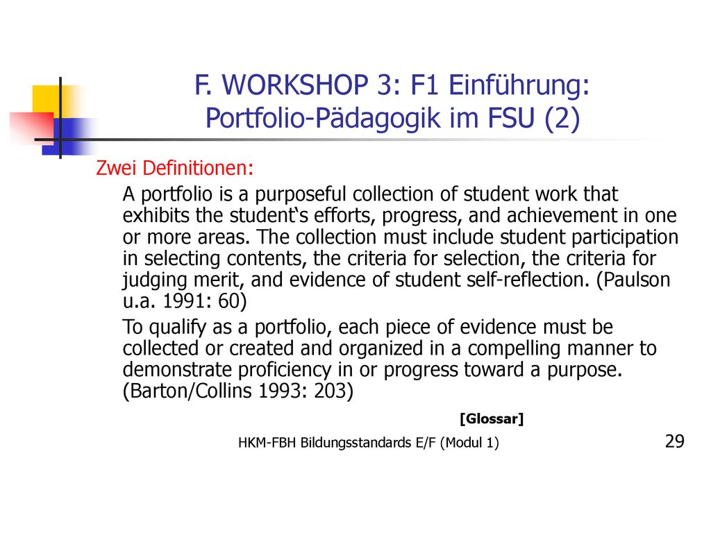 F. WORKSHOP 3: F1 Einführung: Portfolio-Pädagogik im FSU (2)