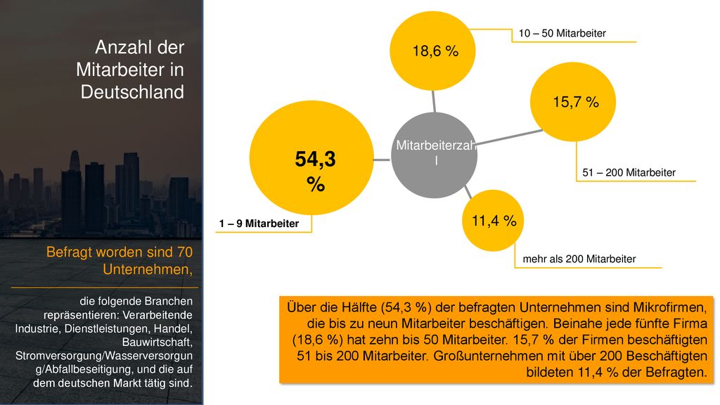 54,3 % Anzahl der Mitarbeiter in Deutschland 18,6 % 15,7 % 11,4 %
