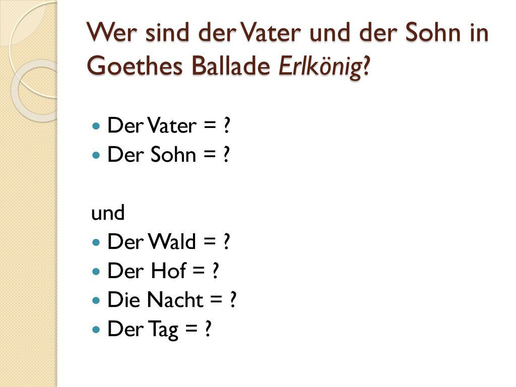 Wer sind der Vater und der Sohn in Goethes Ballade Erlkönig