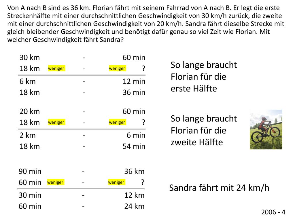 So lange braucht Florian für die erste Hälfte So lange braucht