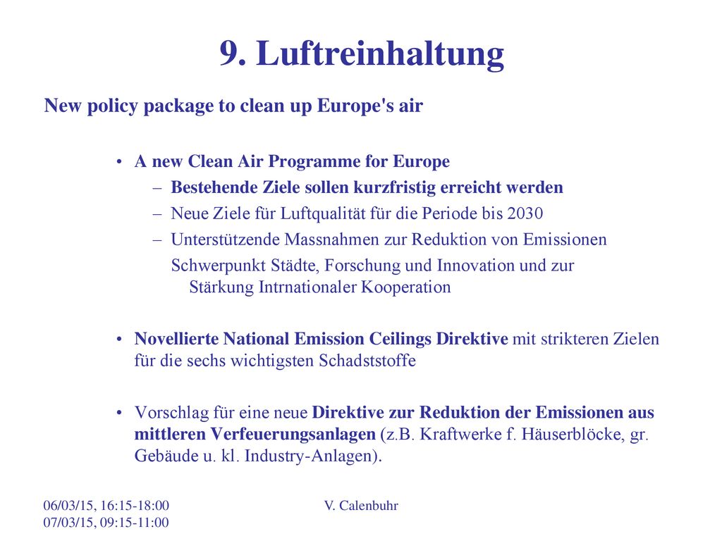9. Luftreinhaltung New policy package to clean up Europe s air