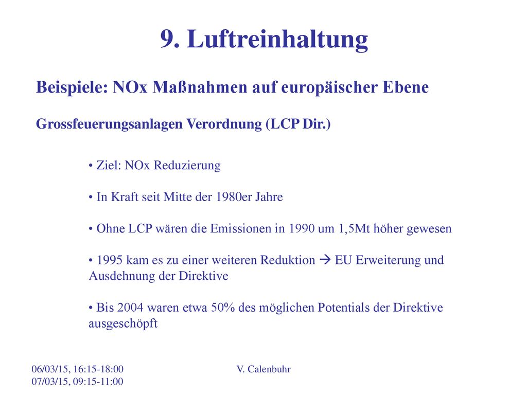9. Luftreinhaltung Beispiele: NOx Maßnahmen auf europäischer Ebene