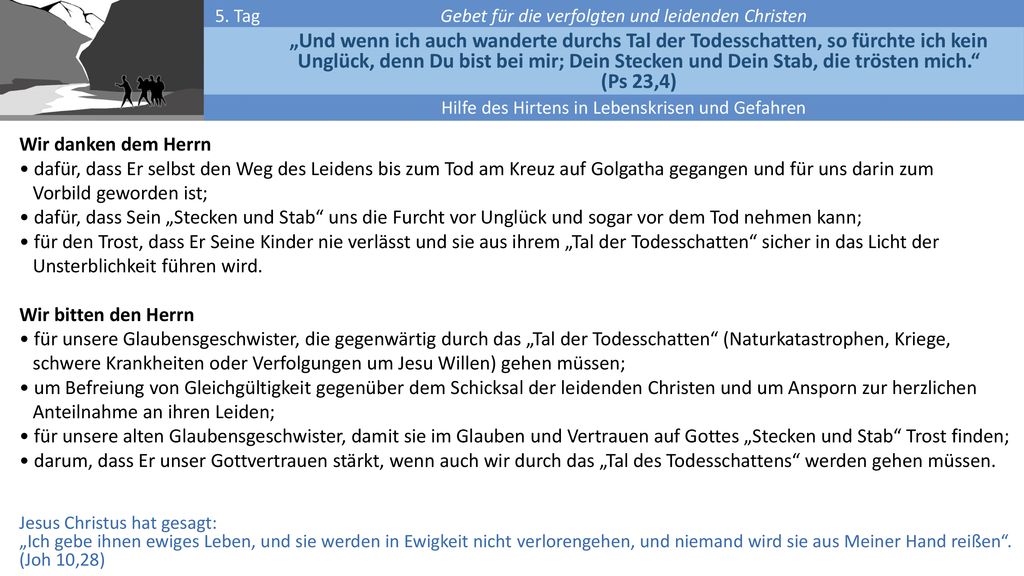 5. Tag Gebet für die verfolgten und leidenden Christen.