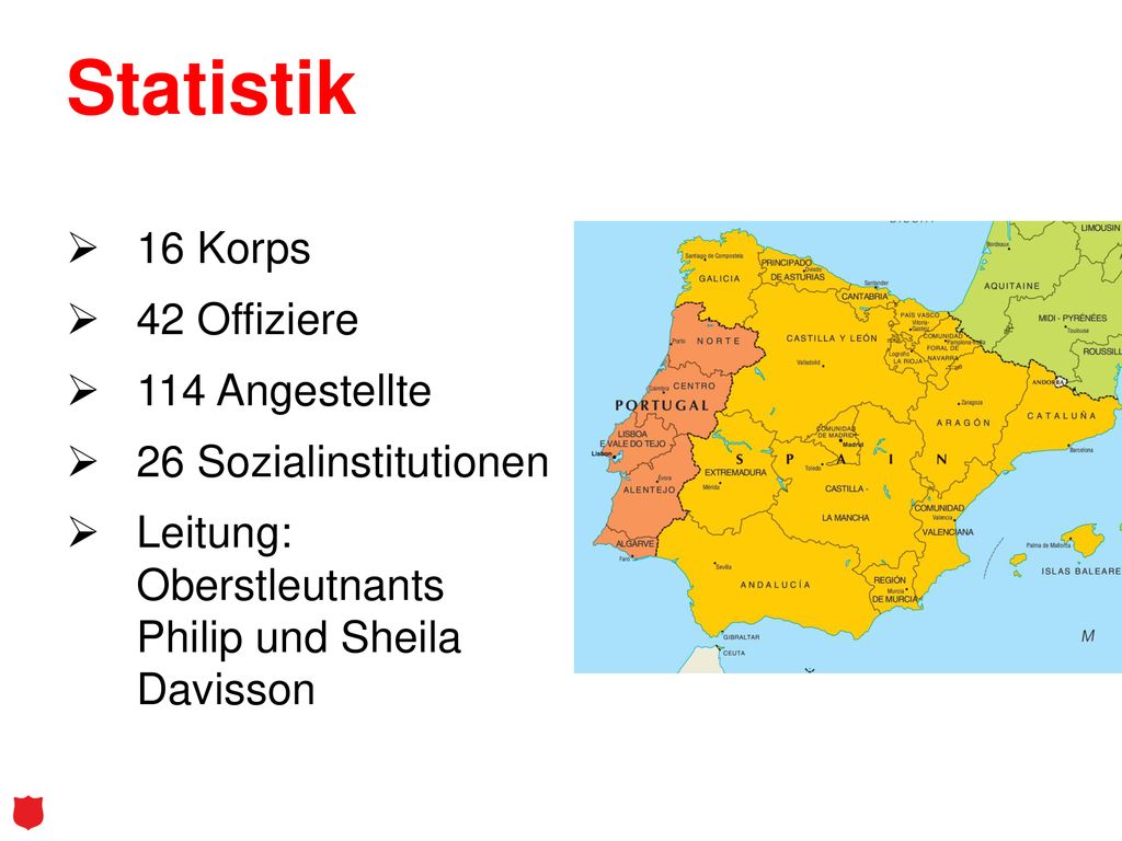 Statistik 16 Korps 42 Offiziere 114 Angestellte 26 Sozialinstitutionen