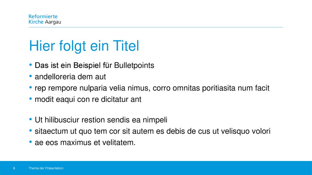 Hier folgt ein Titel Das ist ein Beispiel für Bulletpoints