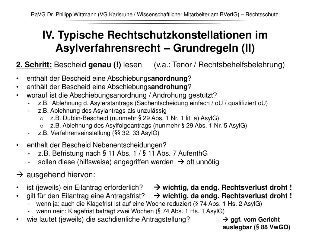 RaVG Dr. Philipp Wittmann (VG Karlsruhe / Wissenschaftlicher Mitarbeiter am BVerfG) – Rechtsschutz