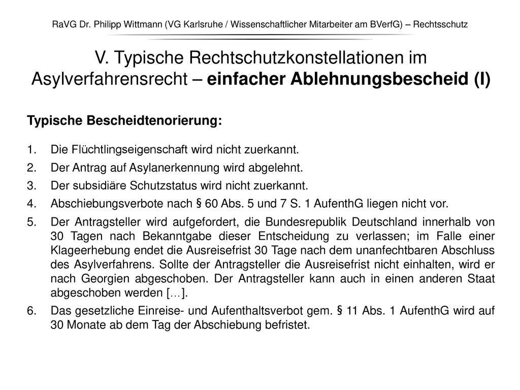 RaVG Dr. Philipp Wittmann (VG Karlsruhe / Wissenschaftlicher Mitarbeiter am BVerfG) – Rechtsschutz