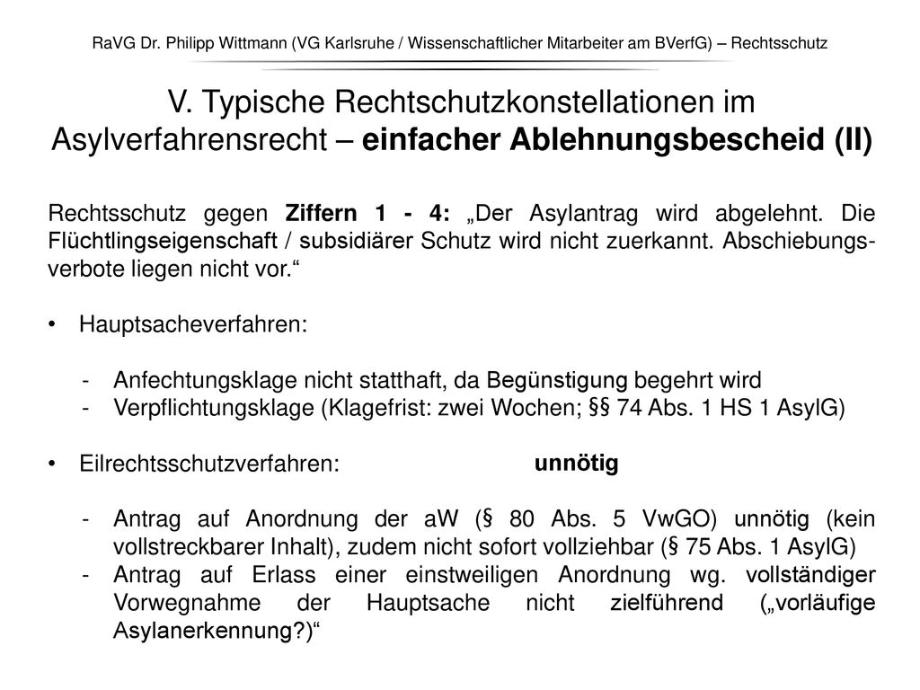 RaVG Dr. Philipp Wittmann (VG Karlsruhe / Wissenschaftlicher Mitarbeiter am BVerfG) – Rechtsschutz