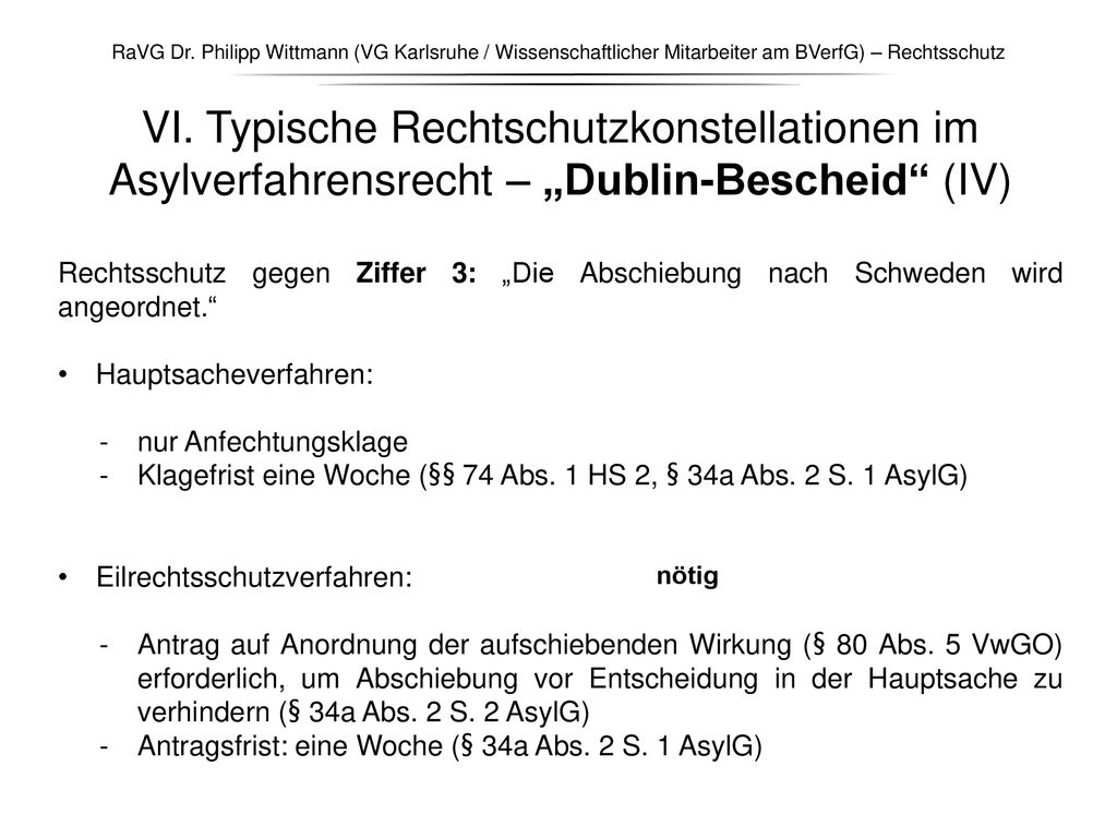 RaVG Dr. Philipp Wittmann (VG Karlsruhe / Wissenschaftlicher Mitarbeiter am BVerfG) – Rechtsschutz