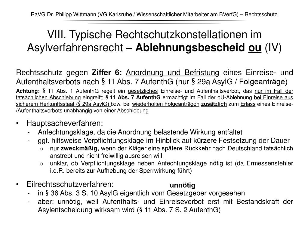 RaVG Dr. Philipp Wittmann (VG Karlsruhe / Wissenschaftlicher Mitarbeiter am BVerfG) – Rechtsschutz