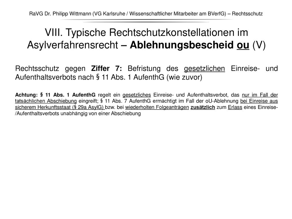 RaVG Dr. Philipp Wittmann (VG Karlsruhe / Wissenschaftlicher Mitarbeiter am BVerfG) – Rechtsschutz