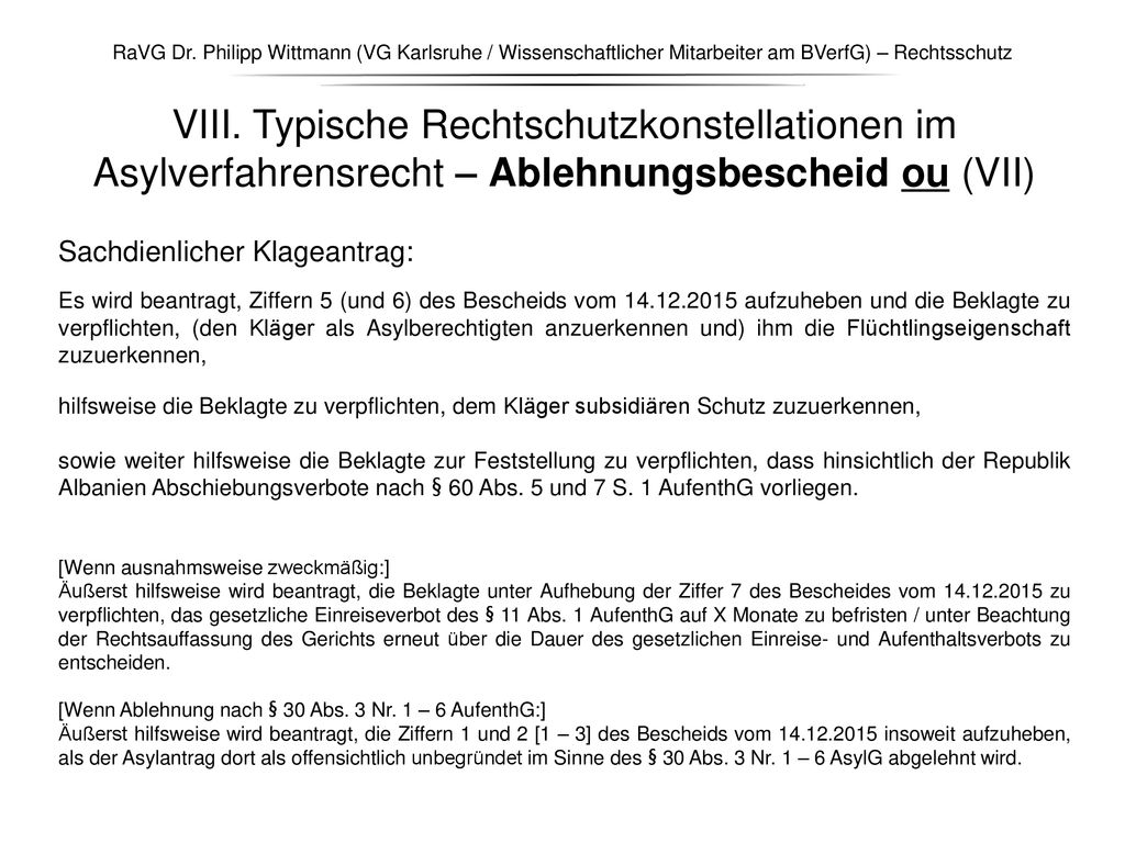RaVG Dr. Philipp Wittmann (VG Karlsruhe / Wissenschaftlicher Mitarbeiter am BVerfG) – Rechtsschutz