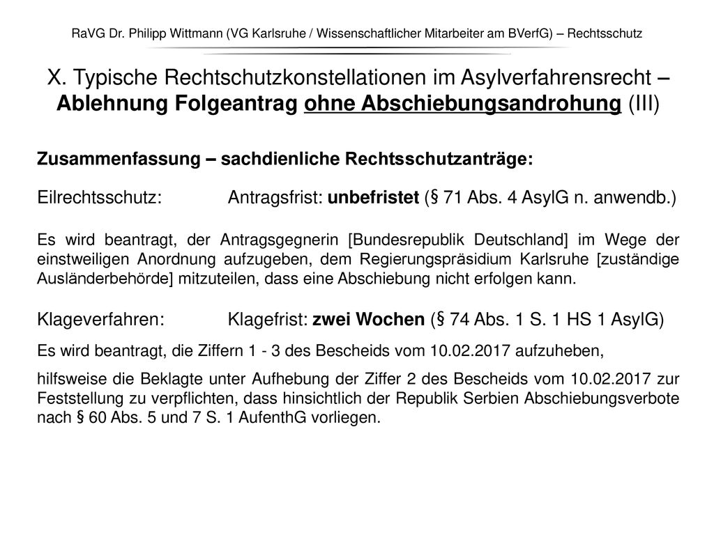 RaVG Dr. Philipp Wittmann (VG Karlsruhe / Wissenschaftlicher Mitarbeiter am BVerfG) – Rechtsschutz