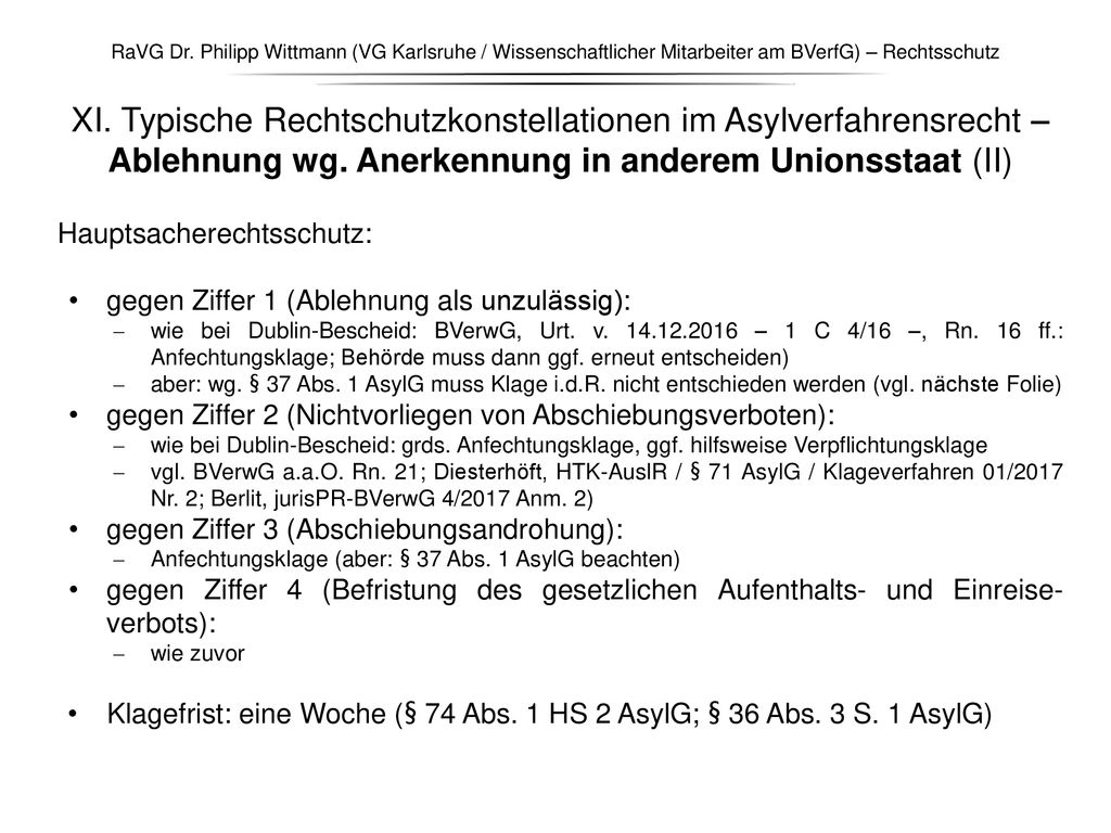 RaVG Dr. Philipp Wittmann (VG Karlsruhe / Wissenschaftlicher Mitarbeiter am BVerfG) – Rechtsschutz