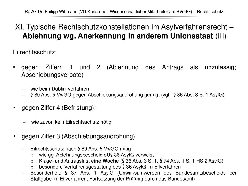 RaVG Dr. Philipp Wittmann (VG Karlsruhe / Wissenschaftlicher Mitarbeiter am BVerfG) – Rechtsschutz