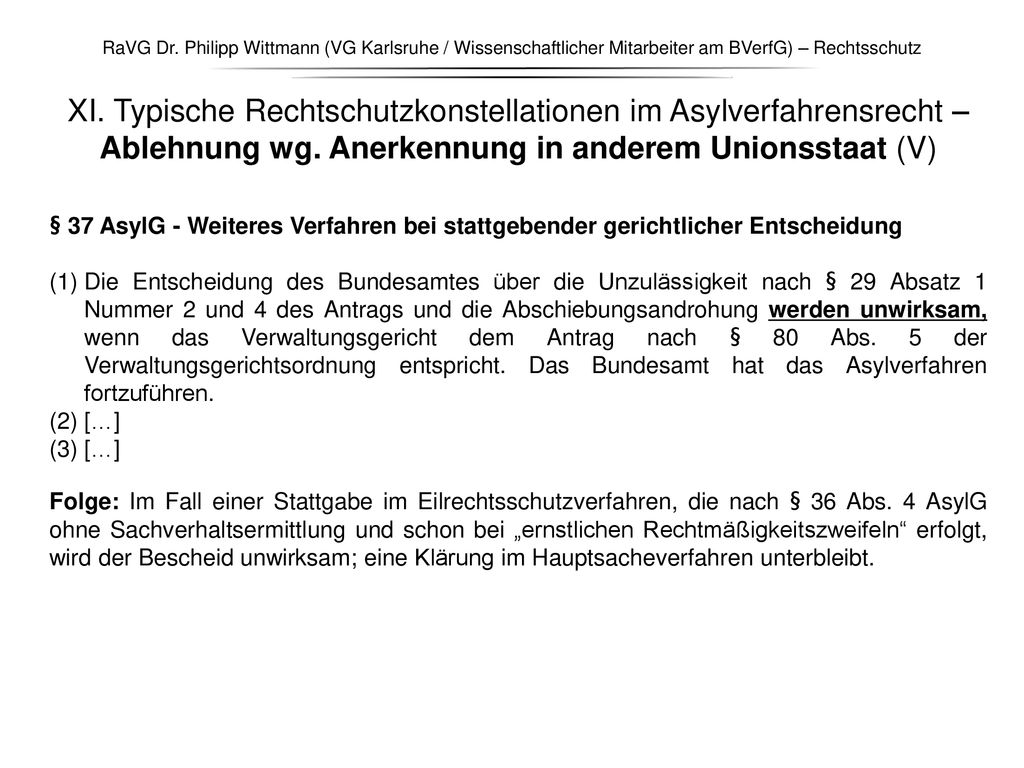 RaVG Dr. Philipp Wittmann (VG Karlsruhe / Wissenschaftlicher Mitarbeiter am BVerfG) – Rechtsschutz