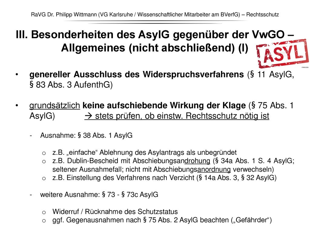 RaVG Dr. Philipp Wittmann (VG Karlsruhe / Wissenschaftlicher Mitarbeiter am BVerfG) – Rechtsschutz
