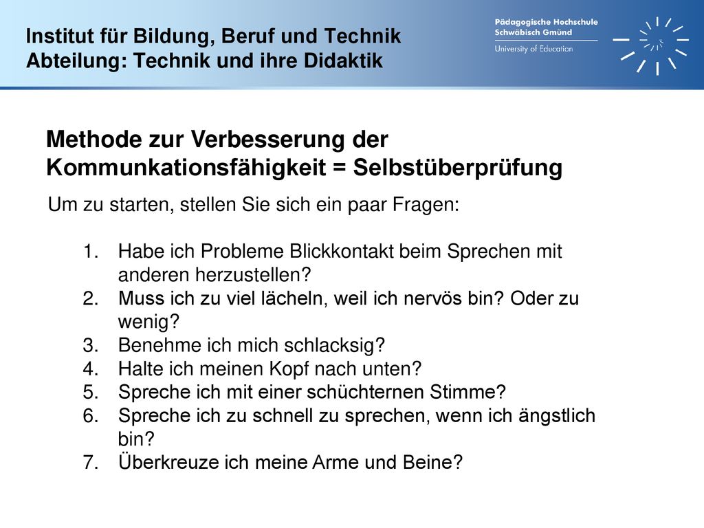 Institut für Bildung, Beruf und Technik Abteilung: Technik und ihre Didaktik