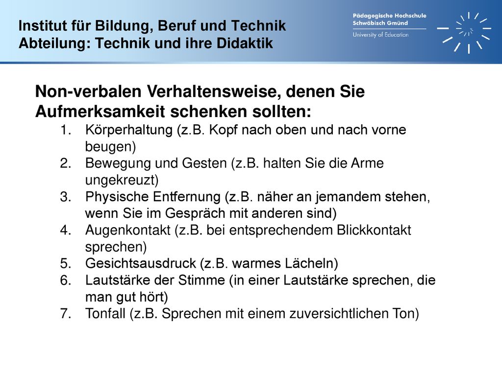 Institut für Bildung, Beruf und Technik Abteilung: Technik und ihre Didaktik