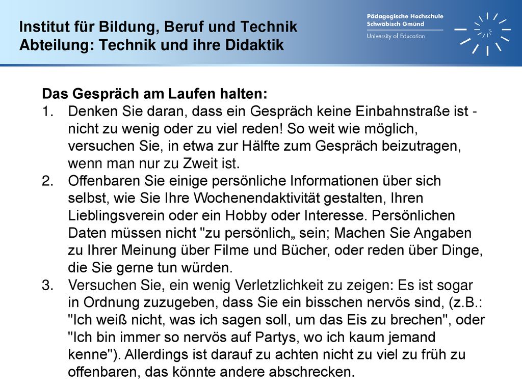 Institut für Bildung, Beruf und Technik Abteilung: Technik und ihre Didaktik