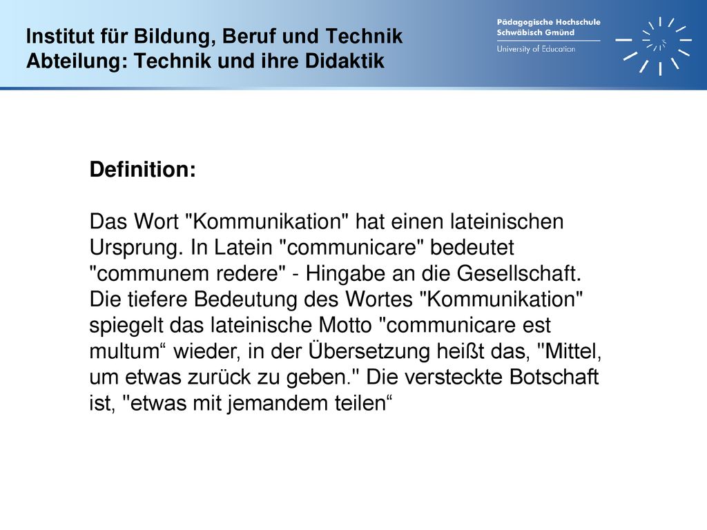 Institut für Bildung, Beruf und Technik Abteilung: Technik und ihre Didaktik