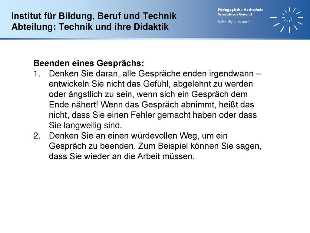 Institut für Bildung, Beruf und Technik Abteilung: Technik und ihre Didaktik