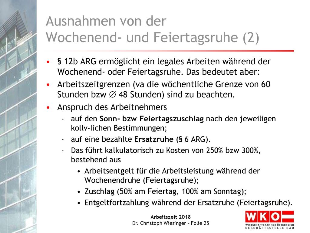 Ausnahmen von der Wochenend- und Feiertagsruhe (2)