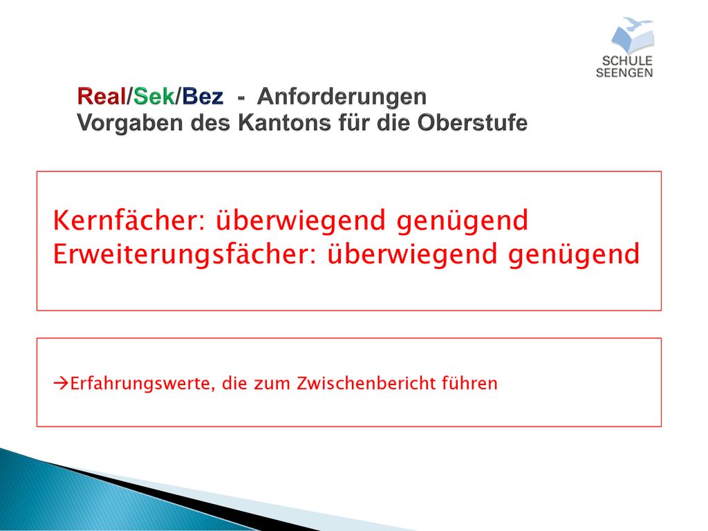 Real/Sek/Bez - Anforderungen Vorgaben des Kantons für die Oberstufe