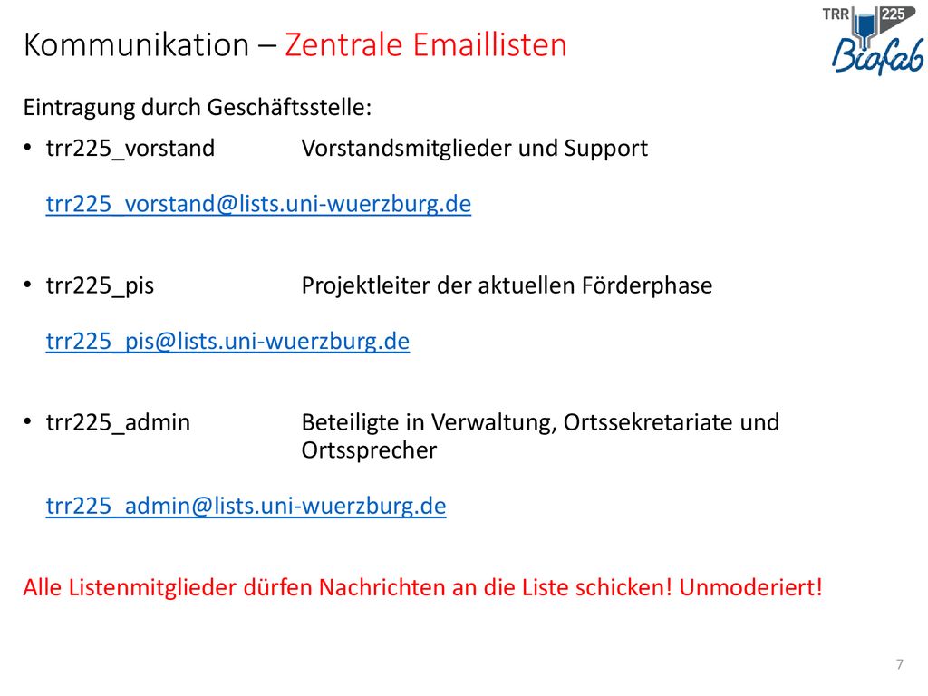 Kommunikation – Zentrale  listen