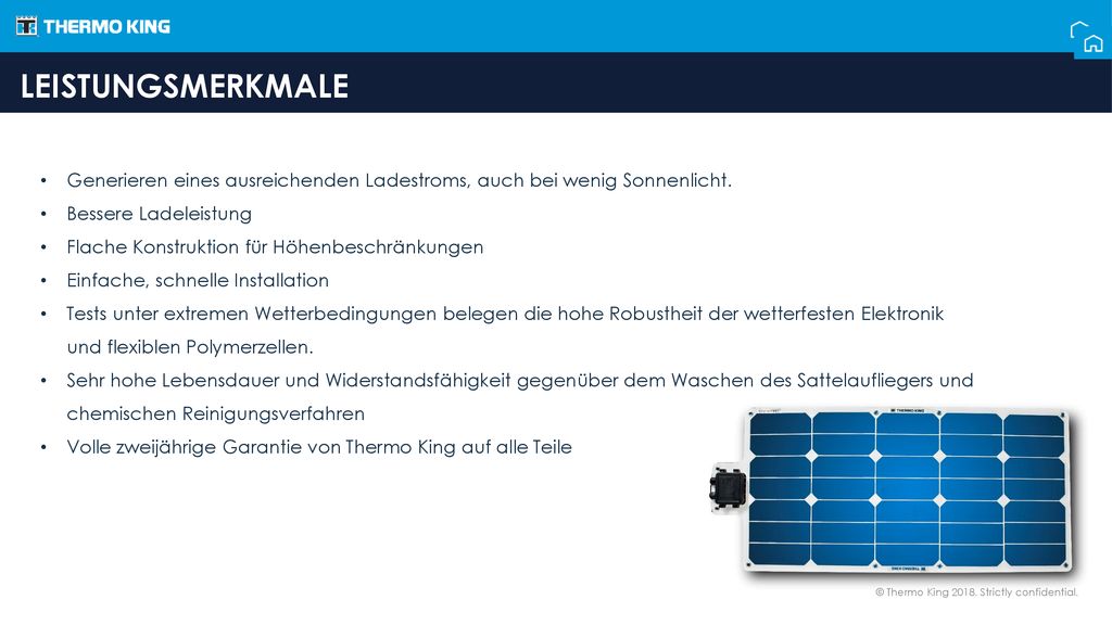 Leistungsmerkmale Generieren eines ausreichenden Ladestroms, auch bei wenig Sonnenlicht. Bessere Ladeleistung.
