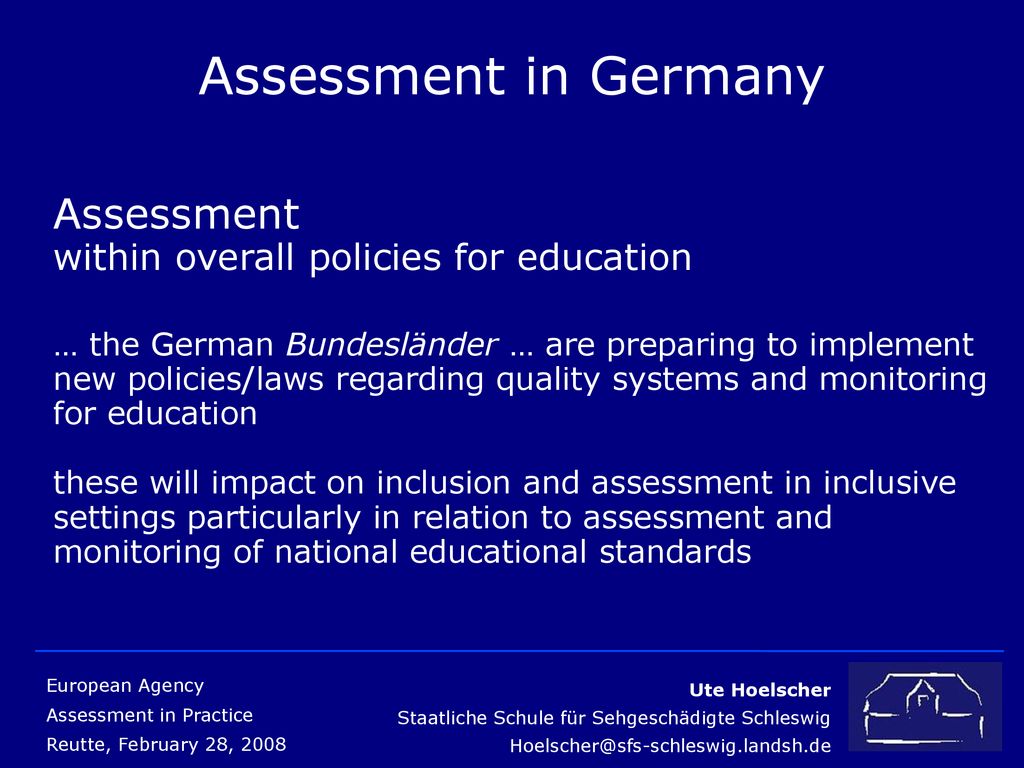 Assessment in Germany Assessment within overall policies for education