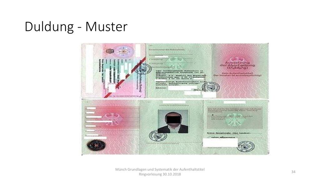 Duldung - Muster Münch Grundlagen und Systematik der Aufenthaltstitel Ringvorlesung