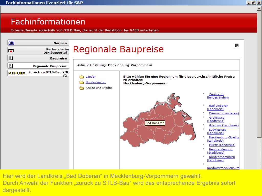 Hier wird der Landkreis „Bad Doberan in Mecklenburg-Vorpommern gewählt.