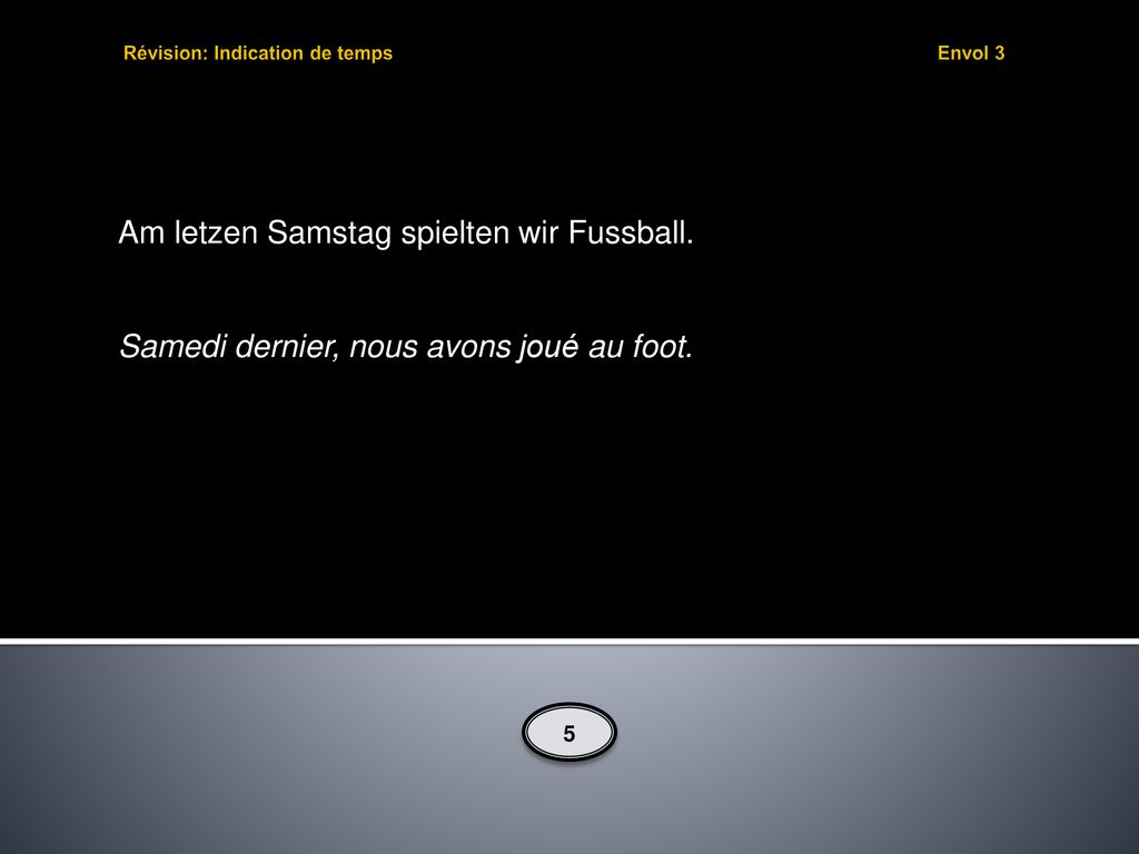 Am letzen Samstag spielten wir Fussball.