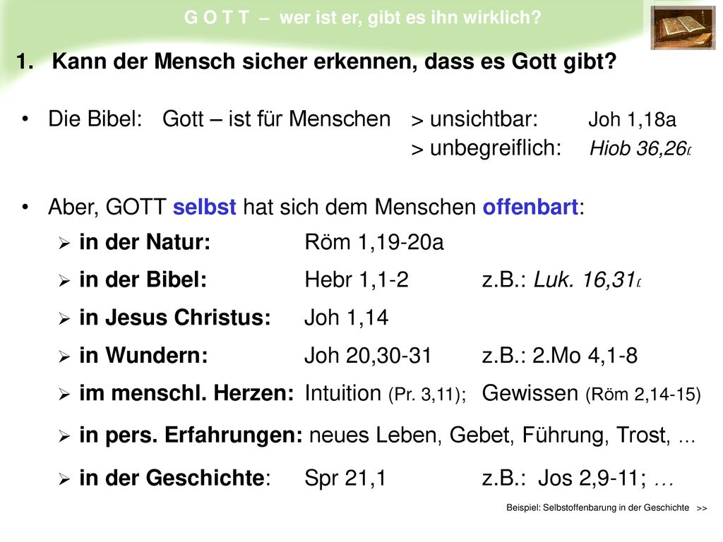 1. Kann der Mensch sicher erkennen, dass es Gott gibt
