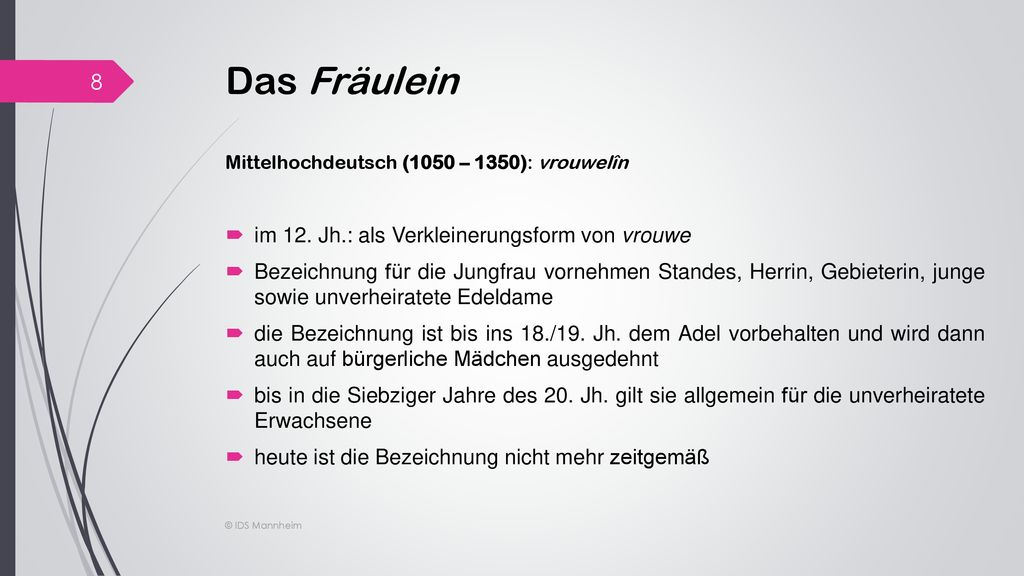 Das Fräulein im 12. Jh.: als Verkleinerungsform von vrouwe