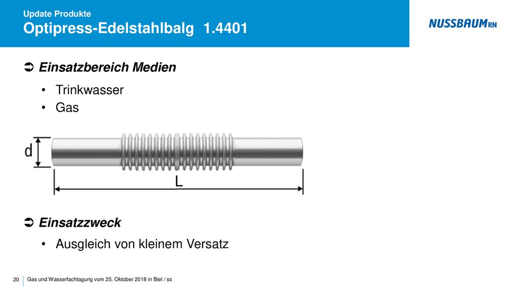 Update Produkte Optipress-Edelstahlbalg