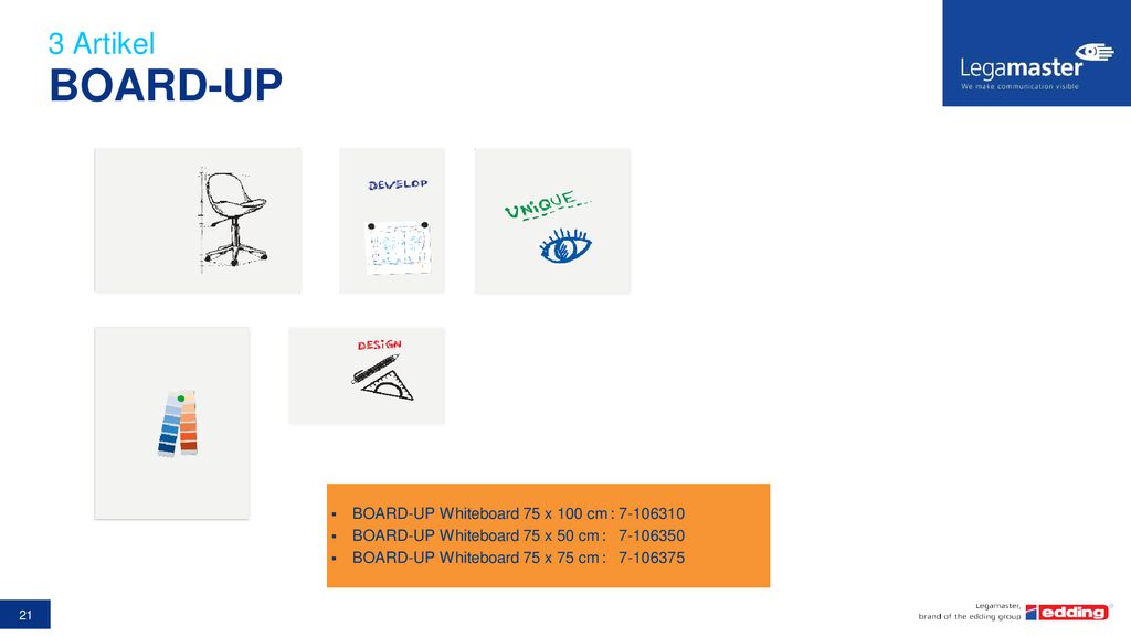 BOARD-UP 3 Artikel BOARD-UP Whiteboard 75 x 100 cm :