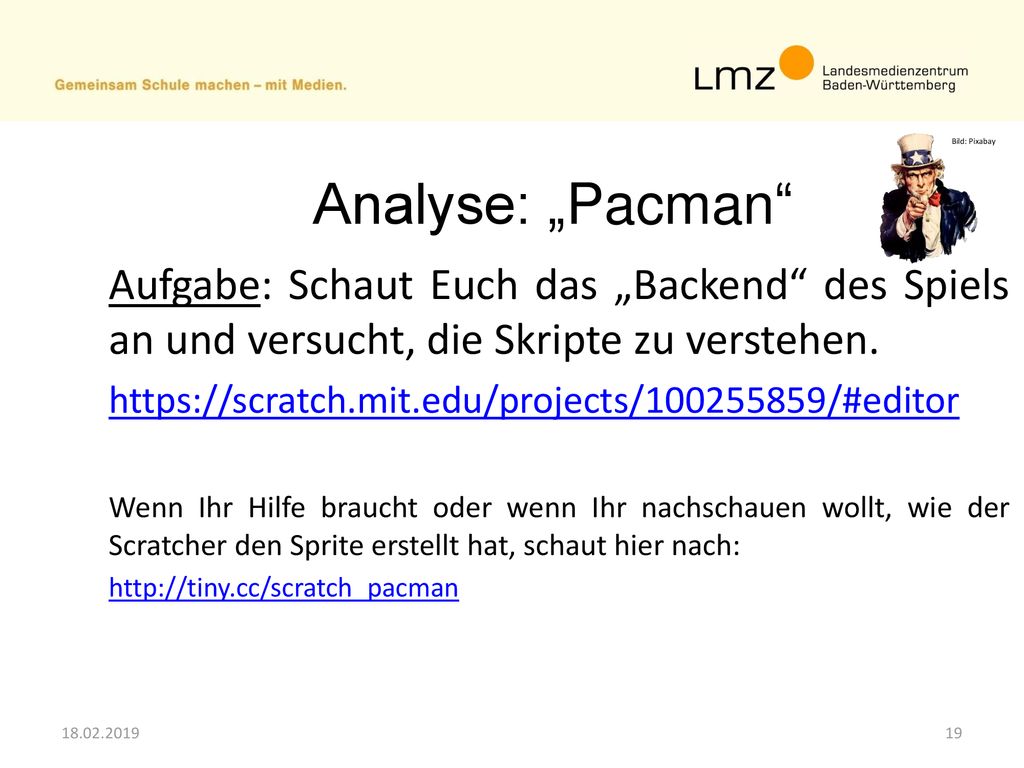 Bild: Pixabay Analyse: „Pacman Aufgabe: Schaut Euch das „Backend des Spiels an und versucht, die Skripte zu verstehen.