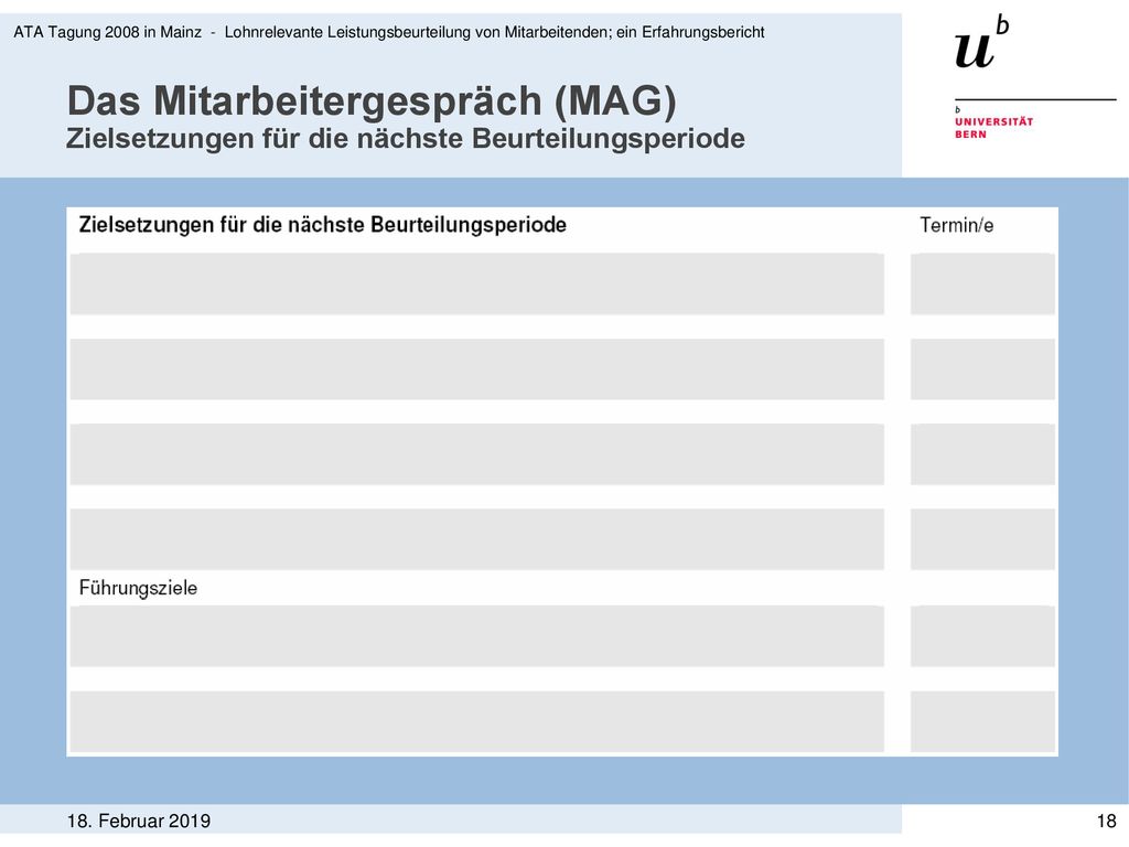 ATA Tagung 2008 in Mainz - Lohnrelevante Leistungsbeurteilung von Mitarbeitenden; ein Erfahrungsbericht