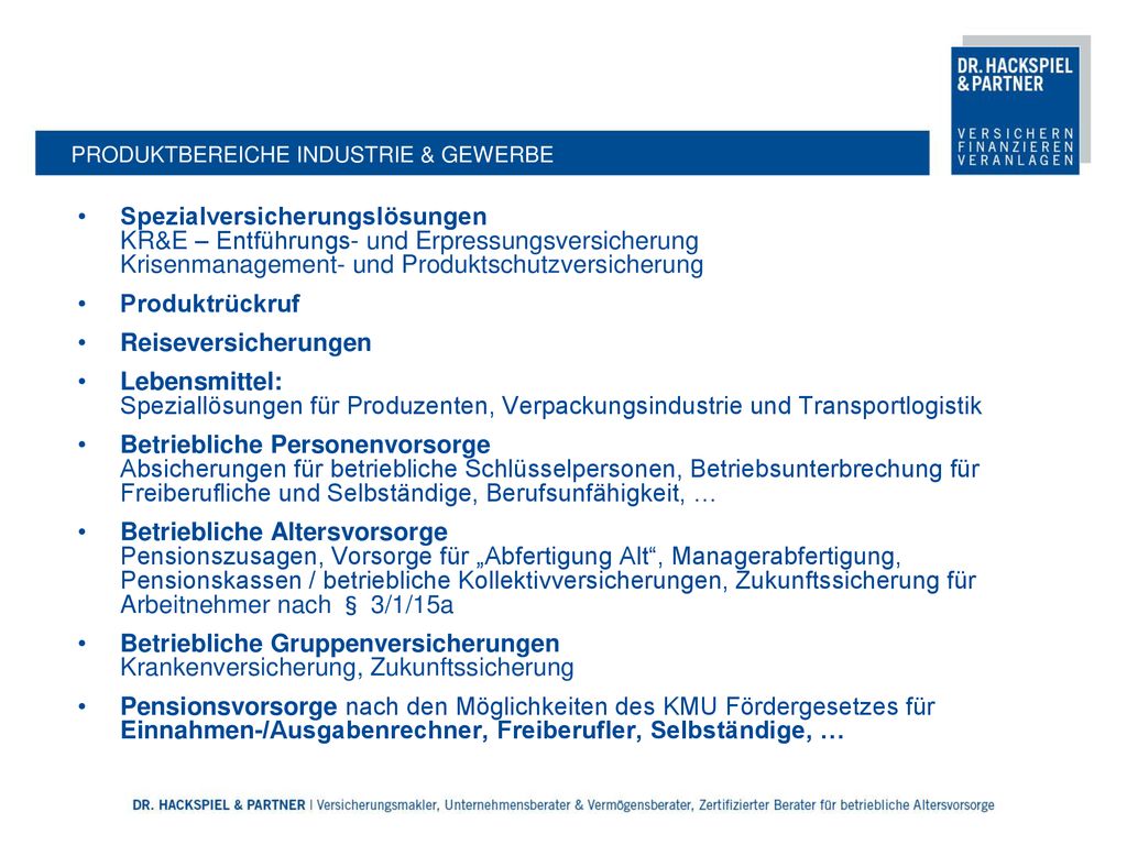 PRODUKTBEREICHE INDUSTRIE & GEWERBE