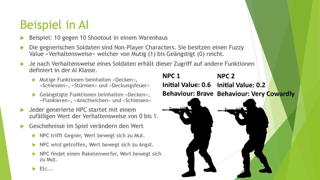 Beispiel in AI Beispiel: 10 gegen 10 Shootout in einem Warenhaus