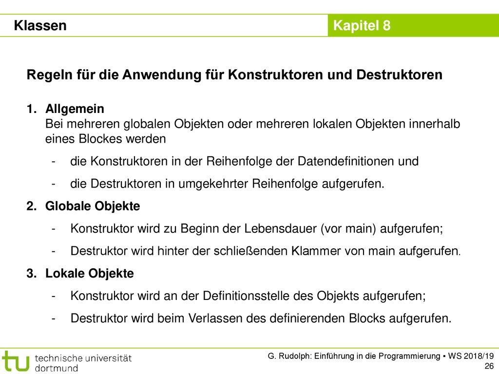 Regeln für die Anwendung für Konstruktoren und Destruktoren